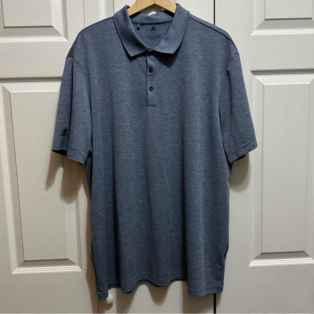 Men's Adidas Collored 3 Button Polo, Blue, Size 2XL